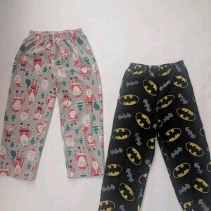 Fleece PJs Pants Size 6 Holiday Theme And Batman Theme